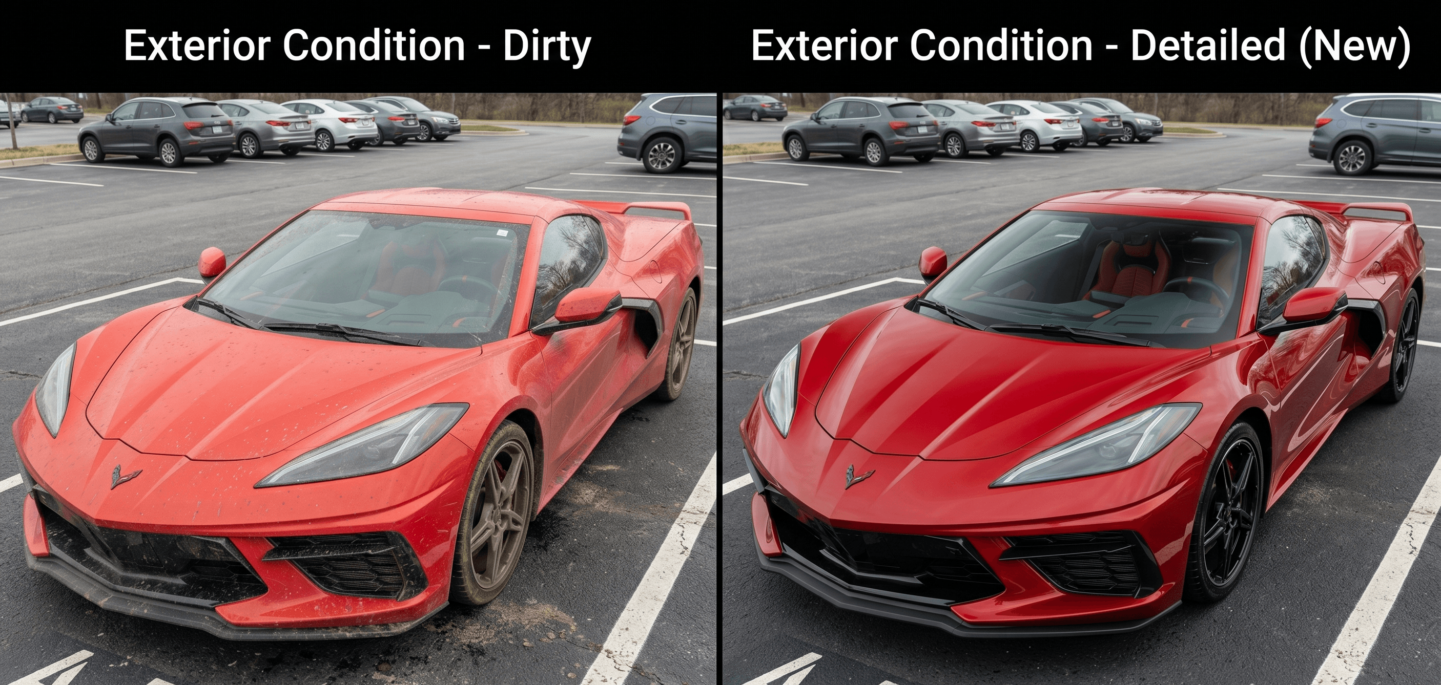 Corvette exterior before and after detailing